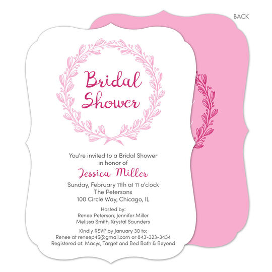 Pink Bridal Shower Wreath Invitations